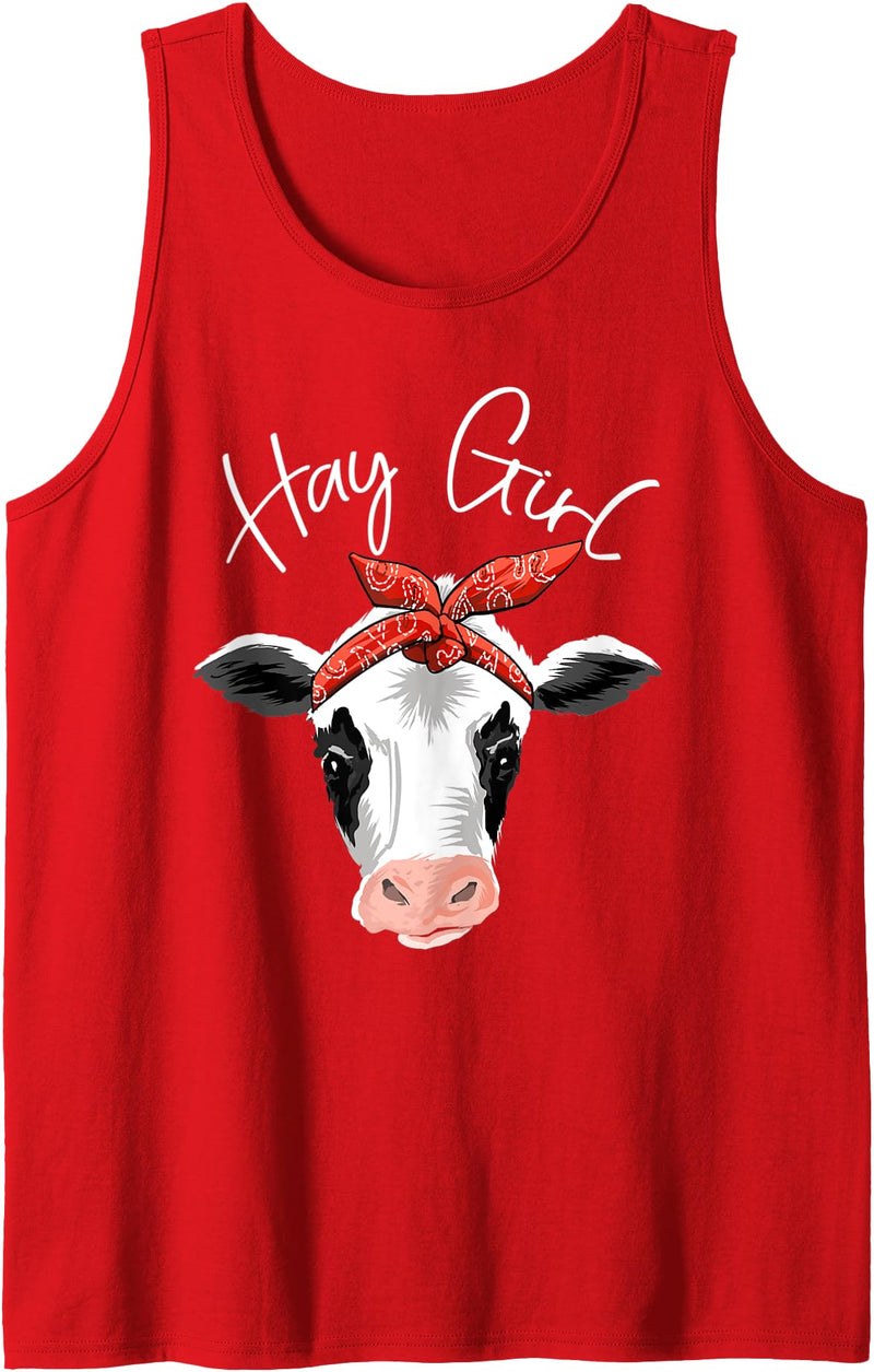Awesome Domesticated Farming Animal Humor Outfit Hay Girl Farmer Funny Cattle Cow Farm Lovers Gift Women Kids Tank Top - Red