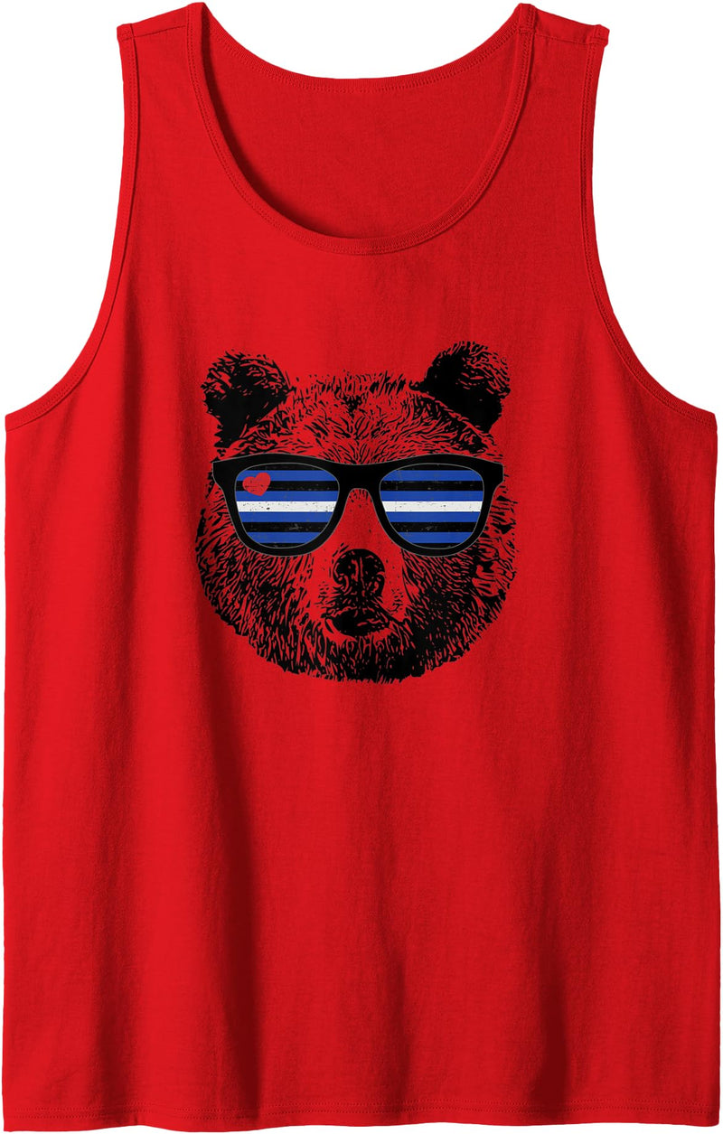 Equal Rights Gay Leather Designs Gay Bear Leather Pride Flag Colors Distressed Tank Top - Red