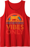 Funny Hereford Gift for Men & Women Cow Vibes Only - Cow Breeder Hereford Cattle Farmer Tank Top - Red