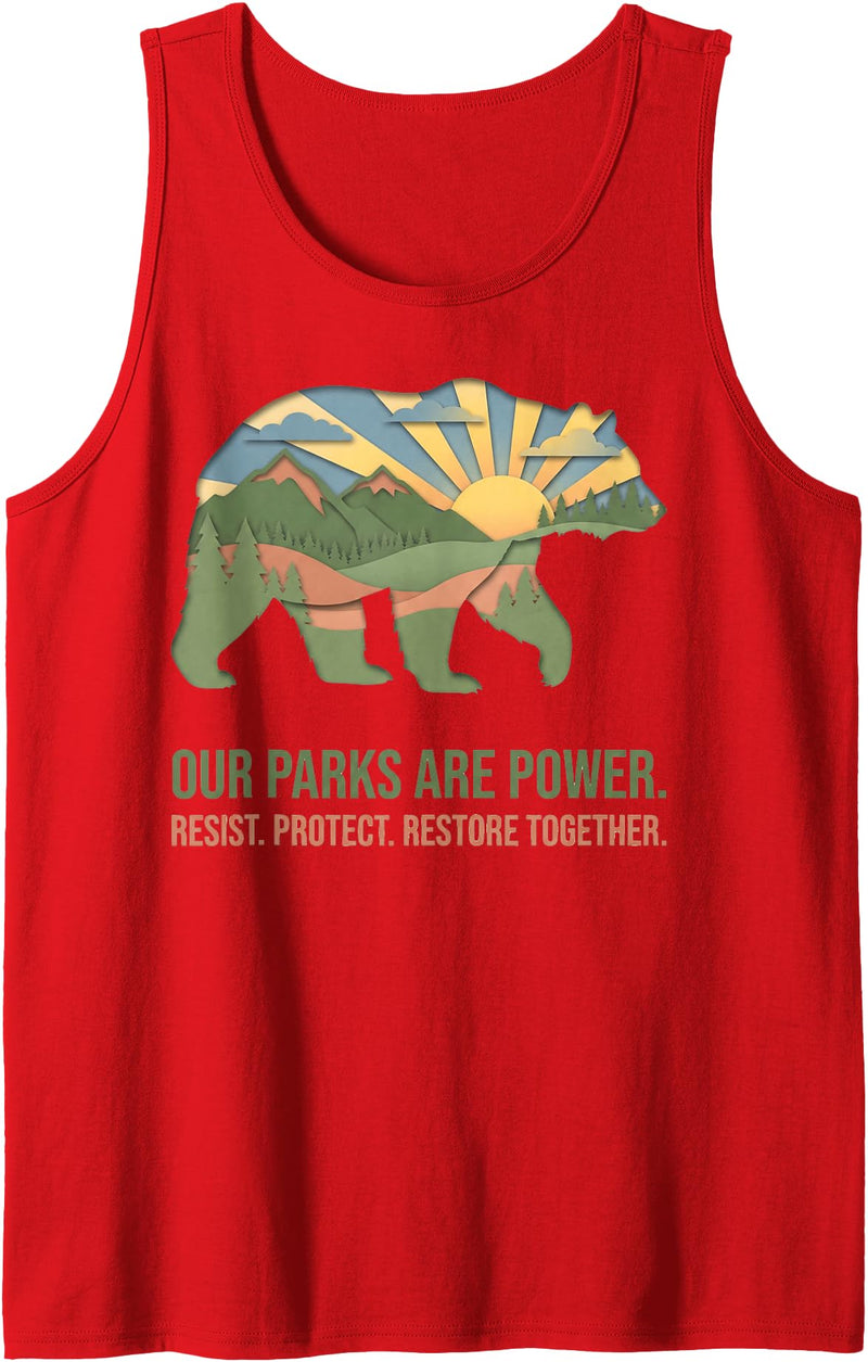 Save Our Parks Resist National Parks Bear Apparels Resist Save Our Parks National Park Bear Nature Protection Tank Top - Red