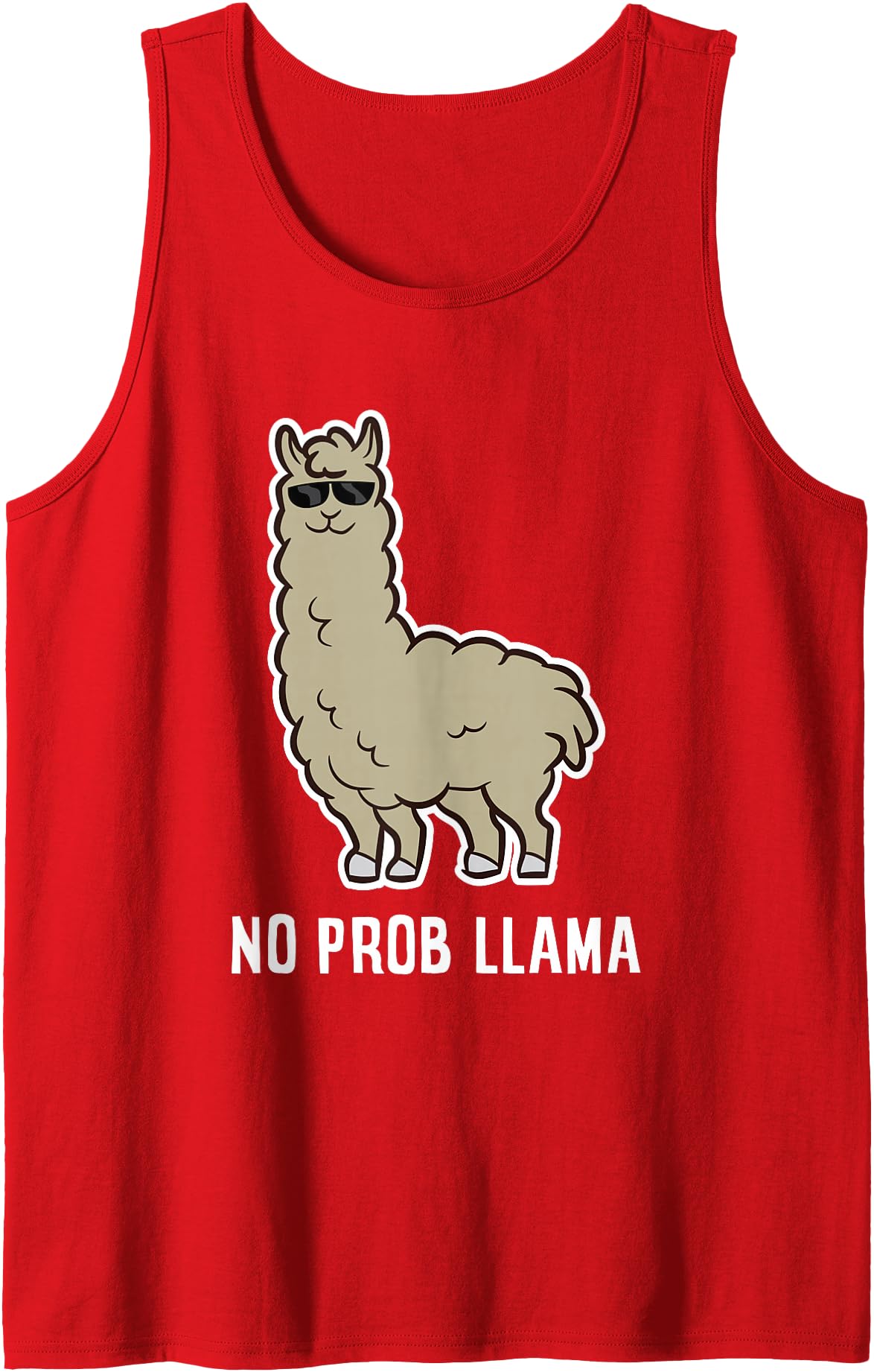 Funny Llamas Gifts Llama Gift No Probllama Llama With Sunglasses Tank Top - Red