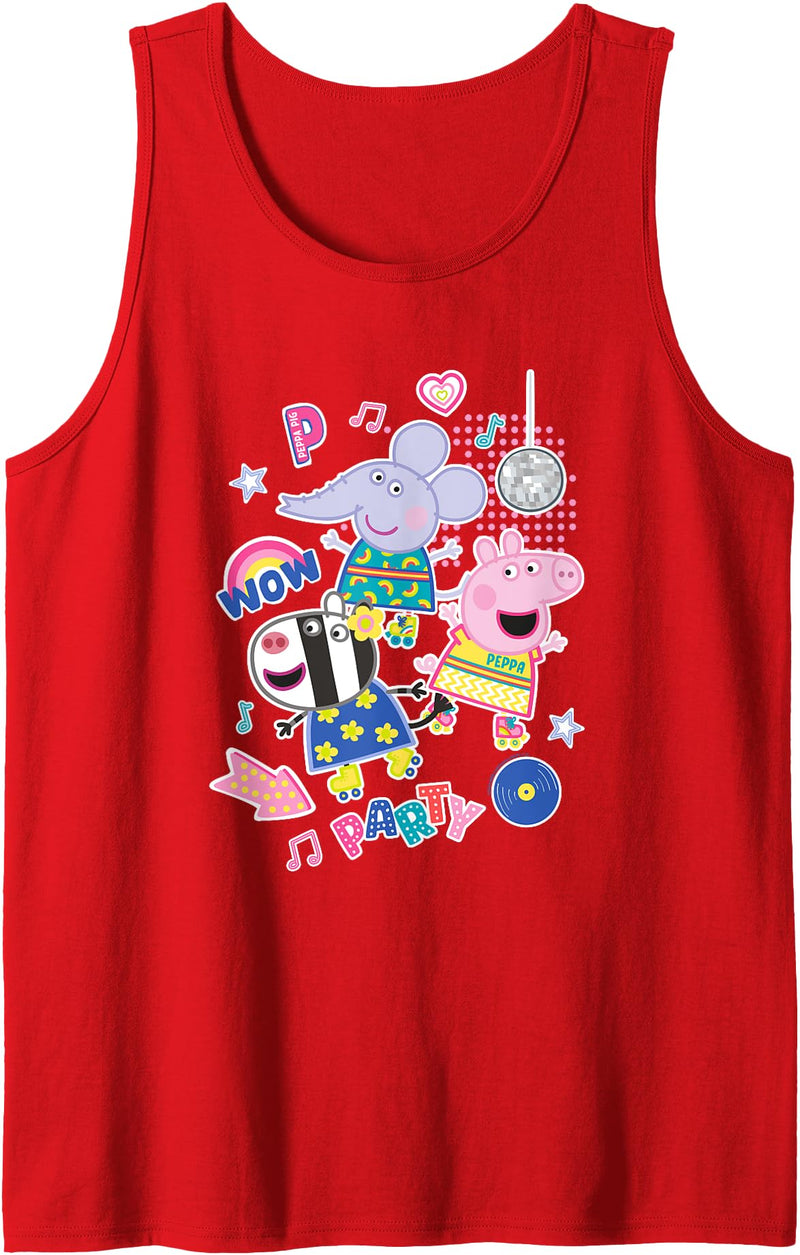 Peppa Pig Disco Party With Friends Retro Group Shot Tank Top - Red