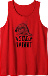 Stab Rabbit Funny Porcupine Outdoor Camping Parody Tank Top in Red