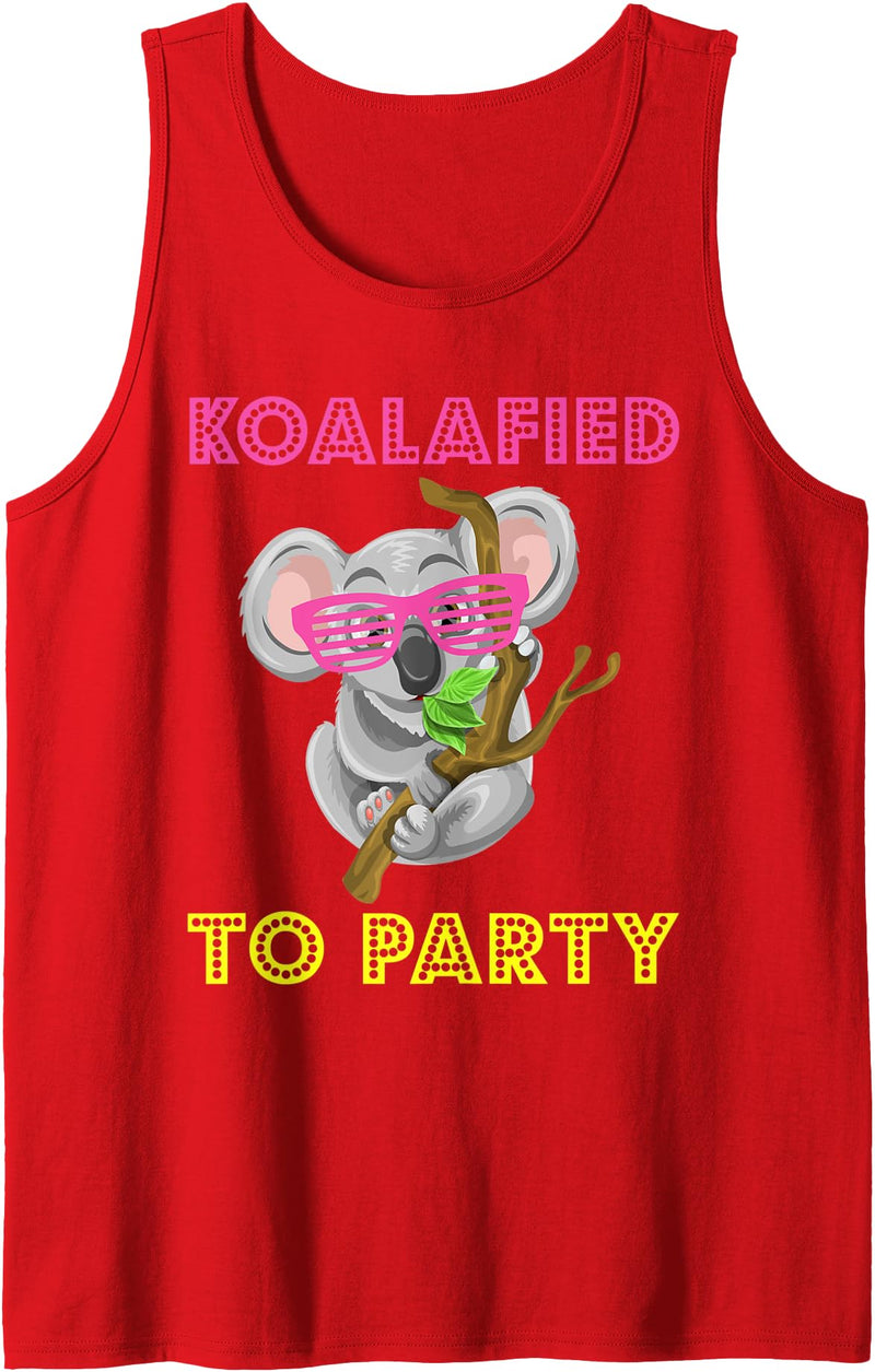 Koala Puns Apparel Koalafied to Party Tee Koala Bear Funny Cute Animal Pun Tank Top - Red