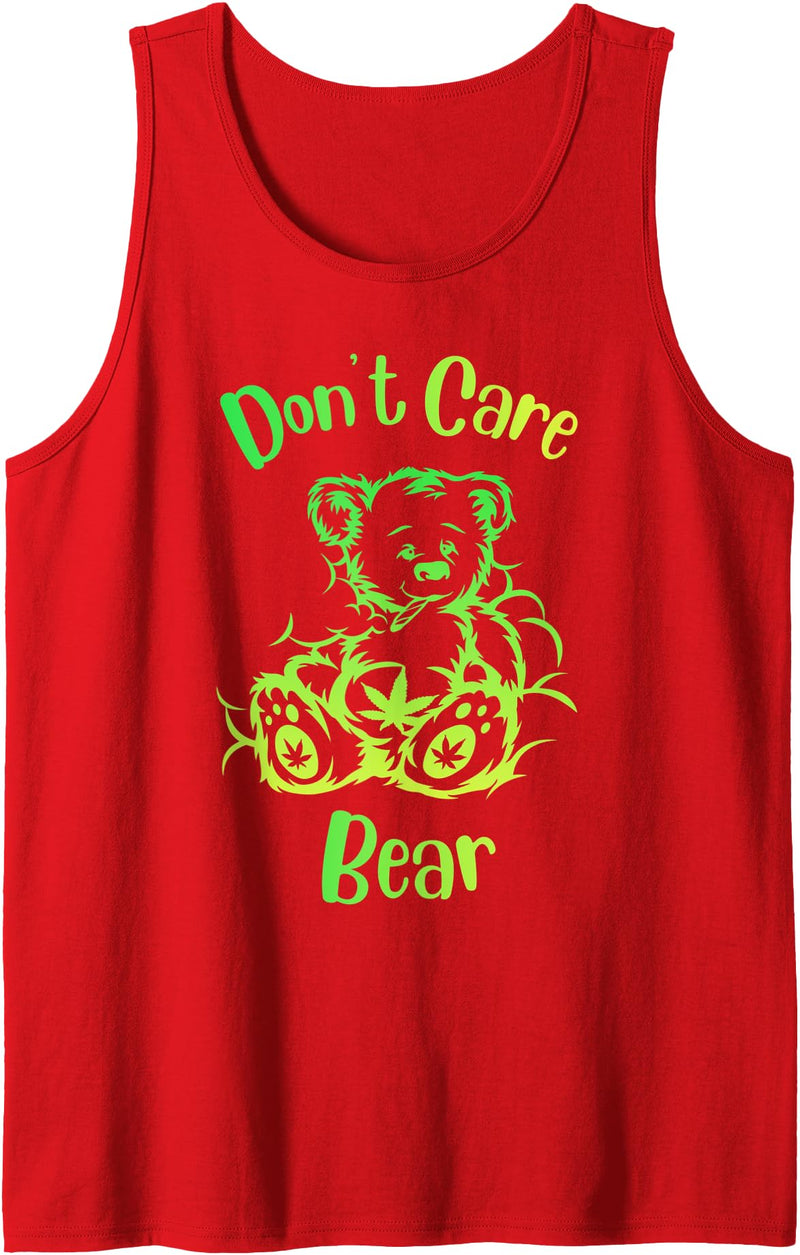 don't care weed bear design don't care weed bear - 420 gifts for stoners - funny weed Tank Top - Red