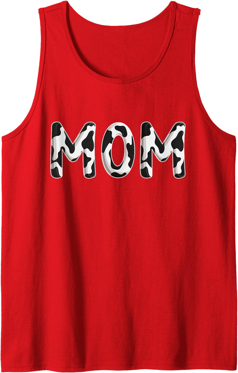 Cow Pattern Print Family Matching Birthday Shirts Cow Mom Birthday Family Matching Mothers Day Boy Girl Farm Tank Top - Red