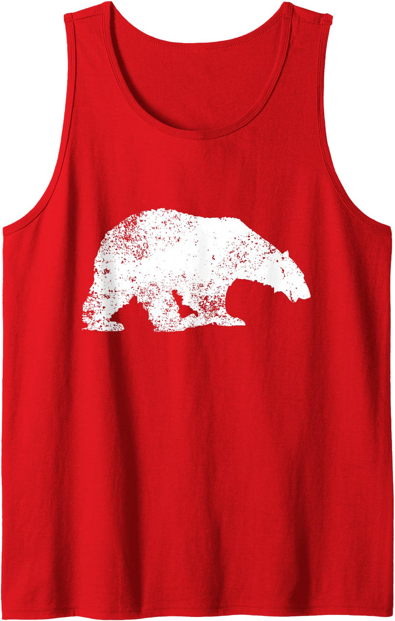 Polar Bear Lovers Graphic Distressed Polar Bear Print - Vintage Polar Bear Tank Top - Red