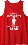 I Was Fighting A Bear Humor Designs Co. Funny Humour I Was Fighting A Bear Tank Top - Red