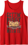 Hadley Designs Gettin' Piggy With It, Farm Animals, Hog Lover, I Love Pigs Tank Top - Red