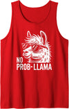 Animal Designs With Humor Outfits Funny Llama Alpaca Saying No Prob-Llama Tank Top - Red