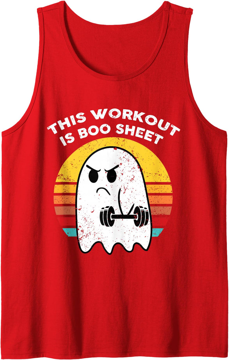 Funny Halloween This Workout Is Boo Sheet Ghost Funny This Workout is Boo Sheet Halloween Ghost Exercise Gym Tank Top - Red