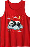 Cute Sleeping Animals Panda Sleeping Moon Napping Sleep Panda Bear Sleepy Animal Tank Top - Red