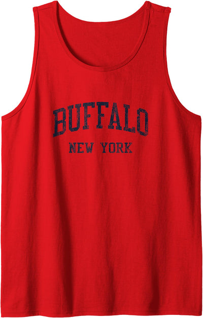 Cow Buffalo Ny Jn5 Vintage Athletic Blue Tank Top