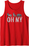 Wild Animal DESIGNS Lions Tigers Bears OH MY - Classic Wizard of Oz Inspired Tank Top - Red