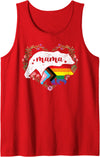 LGBT Gay Progress Pride Shirt Mom Mama Bear Moms LGBTQ Mama Bear Progress Pride Flag Gay Equal Rights Rainbow Tank Top - Red