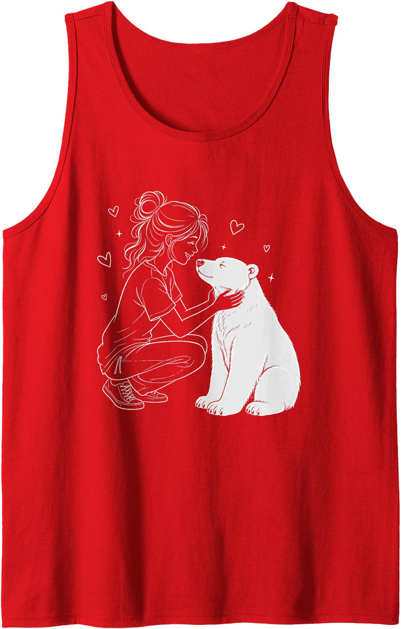 Polar Bear Art Animal Lovers Outfit Polar Bear Art Animal Memories for Women Girls Mom Tank Top - Red