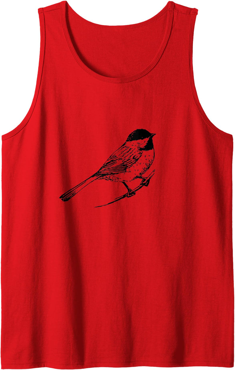 Chickadee Bird Animal Birding Tank Top - Red