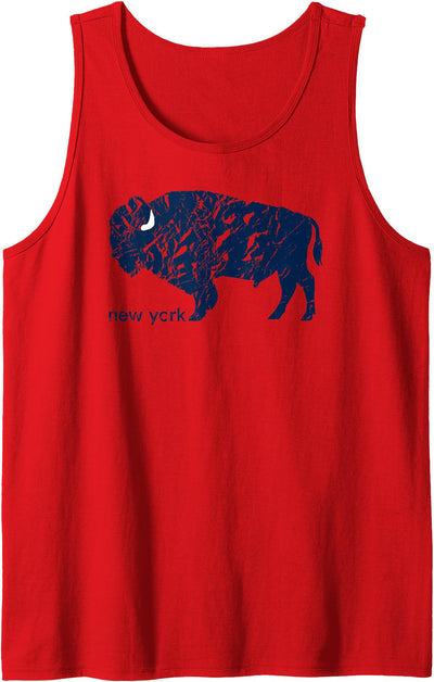 Cow Whereabouts Buffalo Ny Blue Distressed Buffalo Tank Top