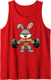 Gym Rabbit Bodybuilding Powerlifting Fitness Funny Rabbit Tank Top in Red