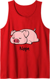 Dibba Designs Nope Pig Not Today Animal Piggy Cute Cool Funny Pig Lovers Tank Top - Red