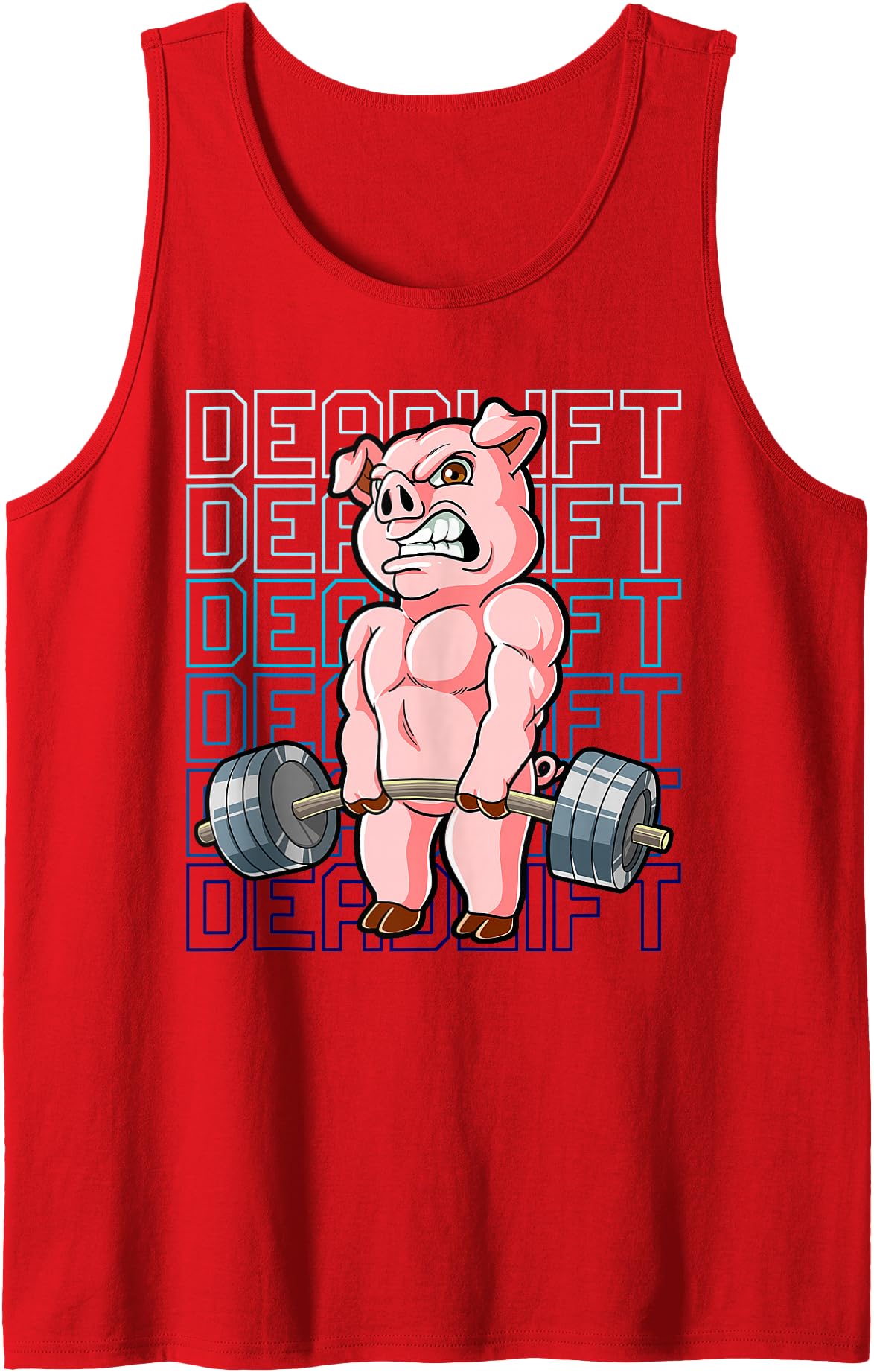 Bodybuilding Gifts Pig Gym Weight Training Deadlift Tank Top - Red