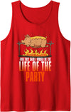 BBQ Season Smoke Meat Dad Grill Gifts Funny Saying Roasted Pig Rotisserie Pork Lover Food Pun Tee Tank Top - Red