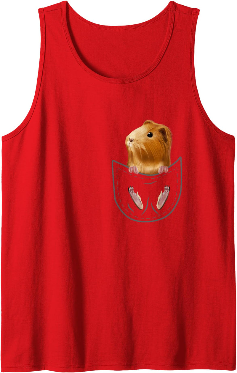Funny Cavy Breeder Guinea Pig Accessories Clothes Cute Pocket Guinea Pig Lover Owner Stuff Peeg Cavy Piggy Tank Top - Red