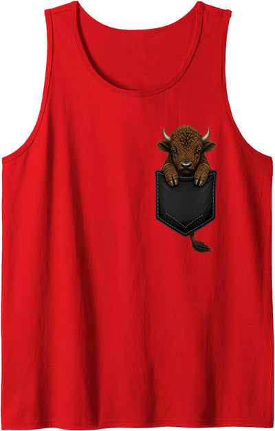 Funny Bison Buffalo in Pocket Farm Animal American Lover Tank Top