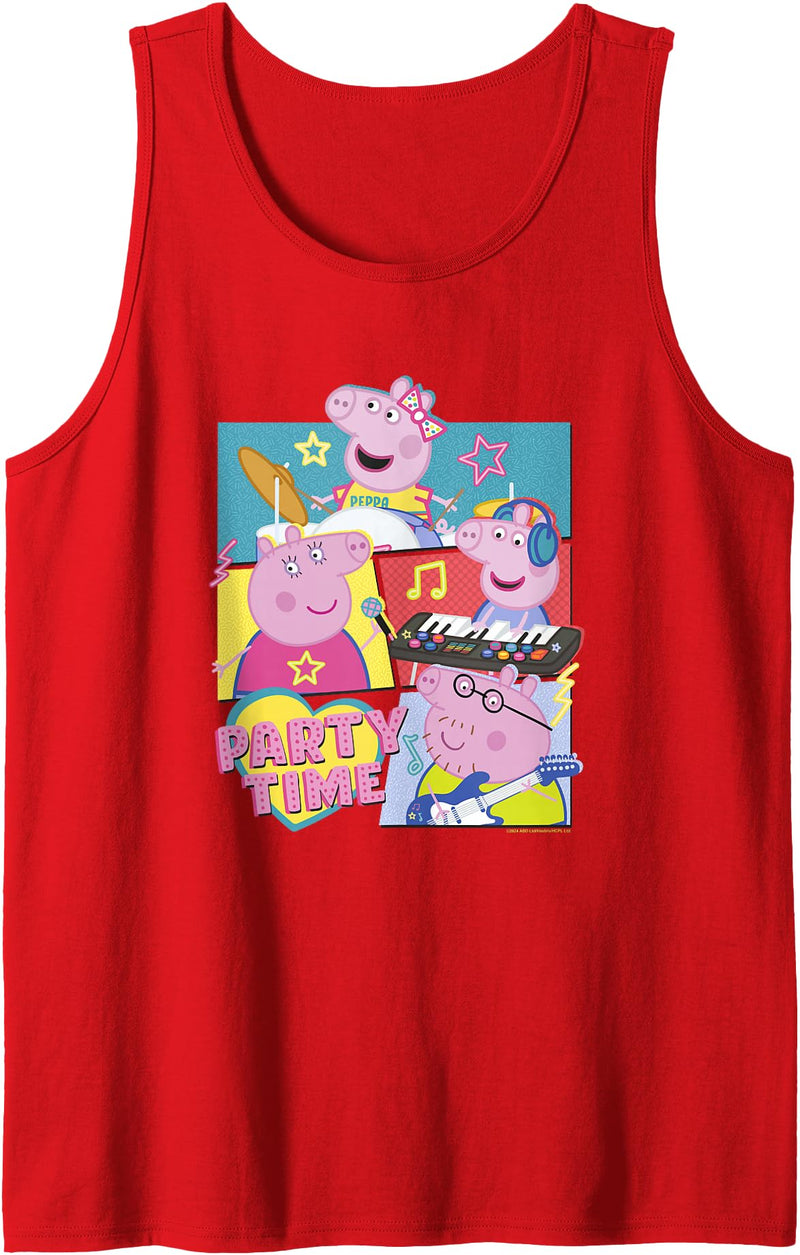 Peppa Pig Party Time Peppa & Family Musical Group Shot Tank Top - Red