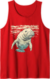 Sea Ocean Animal Art Manatee Sea Ocean Manatee Ocean Sea Animal Manatee Lover Tank Top - Red