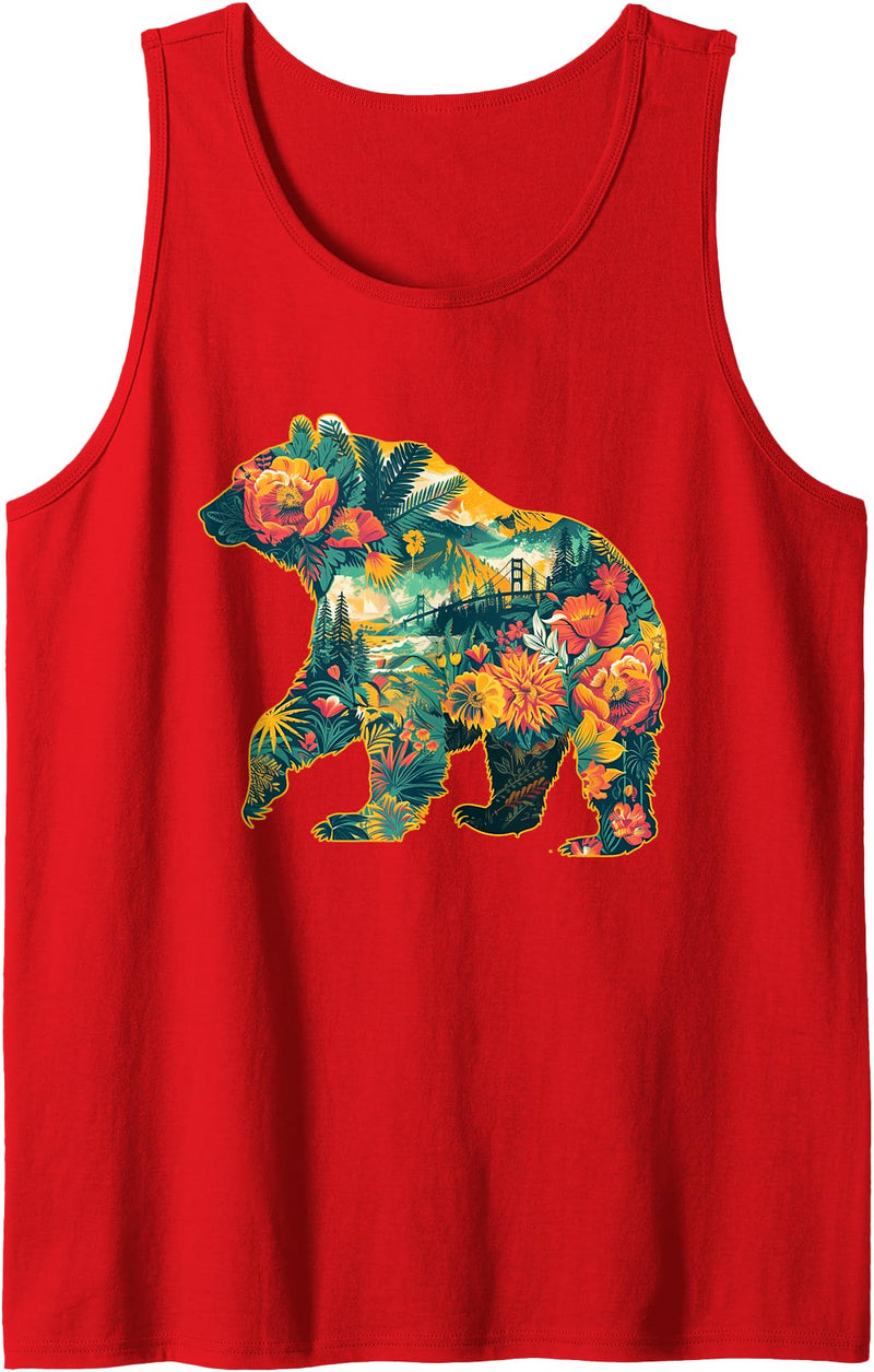 CA Style California Bear Travel Tank Top - Red
