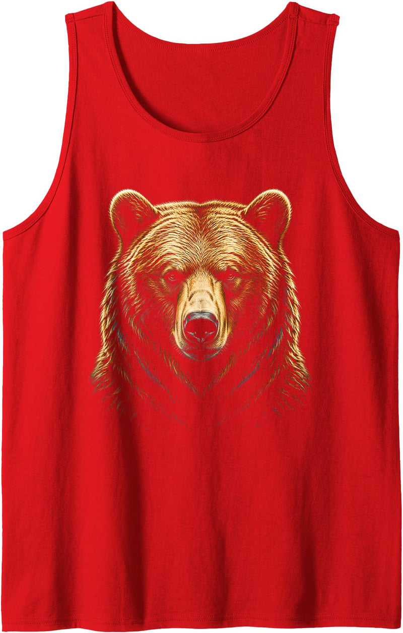 Realistic Bear Portrait Wildlife Realistic Bear Portrait Bear Wildlife Tank Top - Red