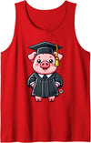 Kawaii Pig Graduation Apparel Cute Pig Graduation Tank Top - Red