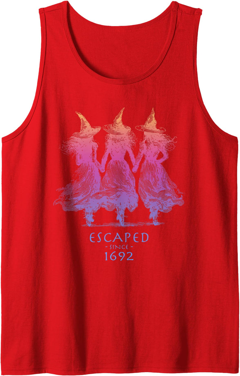 Escaped Since 1692 Halloween Escaped Since 1692 Funny Witch Halloween Design Tank Top - Red