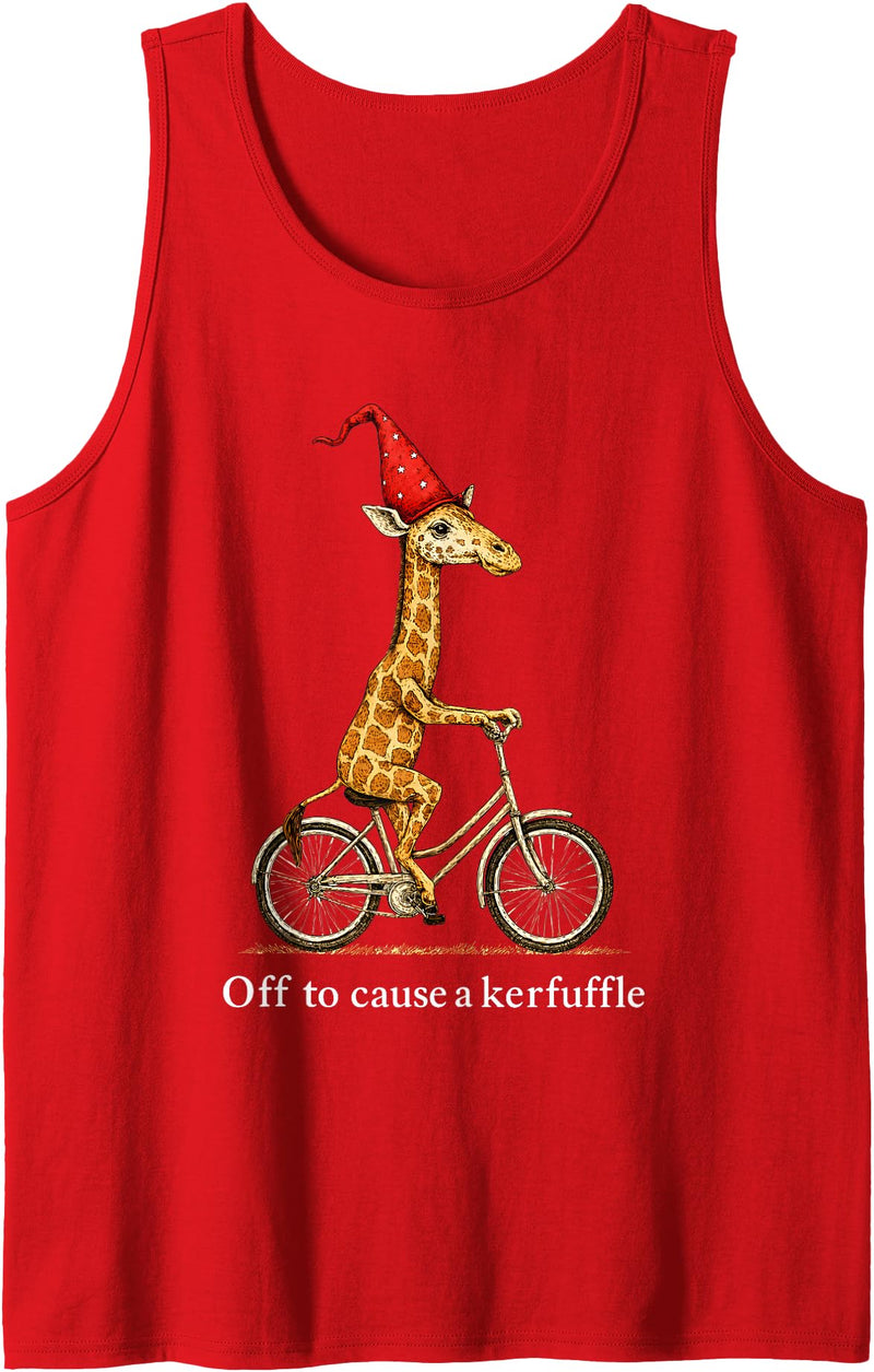 Giraffe Off To Cause A Kerfuffle Tees Giraffe Off to Cause A Kerfuffle Tank Top - Red