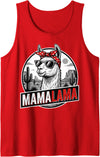 Happy Mother's Day Floral Wife Sister Design Happy Mother's Day Women Mom Grandma Mamalama Llama Tank Top - Red