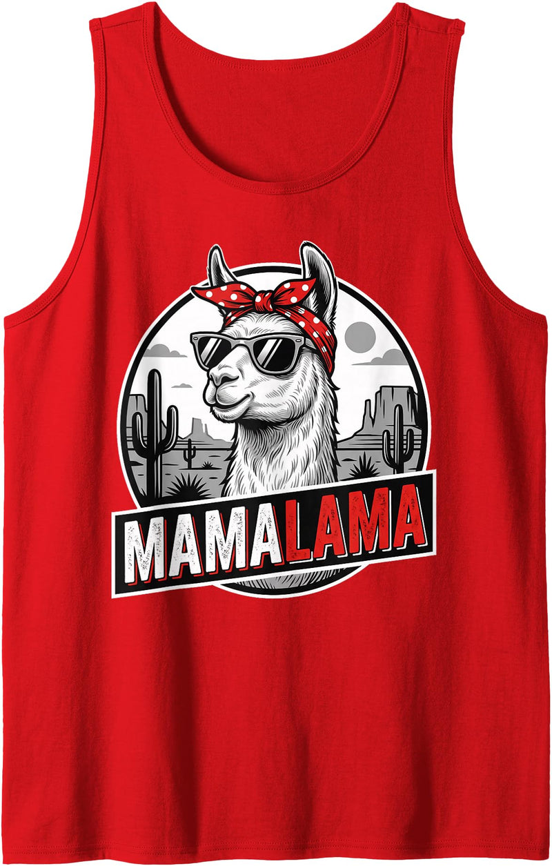 Happy Mother's Day Floral Wife Sister Design Happy Mother's Day Women Mom Grandma Mamalama Llama Tank Top - Red