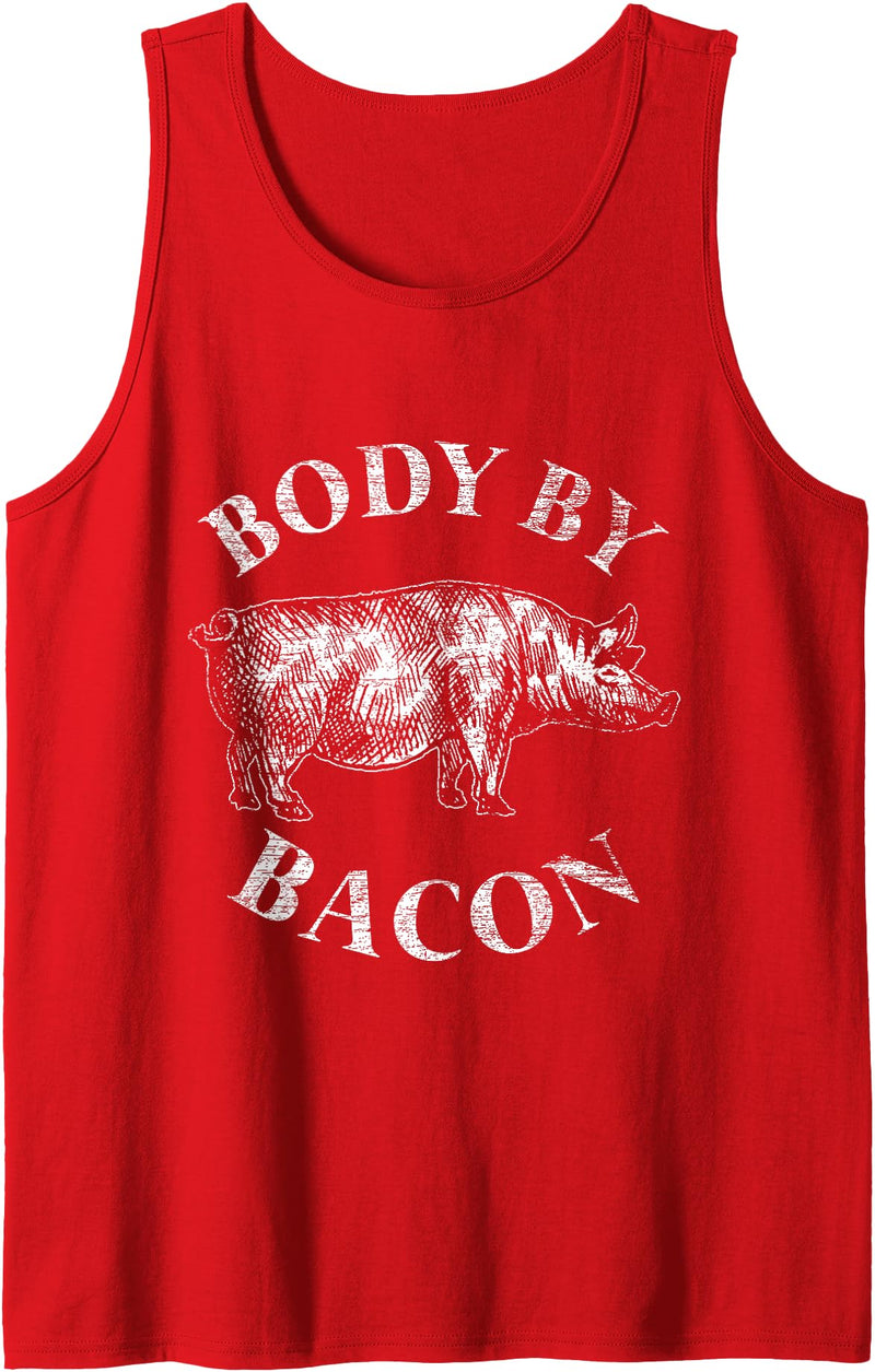 Pig T-Shirts Animal Tank Tops Body By Bacon Pig Tank Top - Red