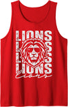 Back to School Lion Spirit Lunch Lady Zoo Day Kids Vintage Lions School Mascot Game Day Men Teacher Boy Women Tank Top - Red