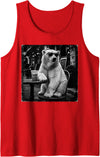 Polar Bear Drinking Iced Milk Coffee Shirts Funny Polar Bear Drinking Iced Milk Coffee Animal Lover Art Tank Top - Red