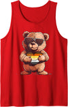 Gay Bear Pride LGBTQ Gay Bear Pride Heart LGBTQ Gay Pride Bear Flag Gay Flag Tank Top - Red
