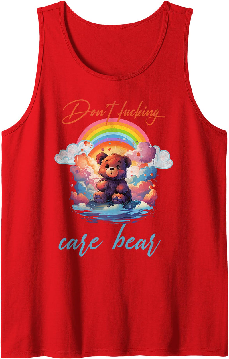 Don't fucking care bear tees Don't fucking care bear Tank Top - Red