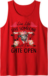 Live Life Like Someone Left Gate Open Heifer Gift Live Life Like Someone Left The Gate Open Heifer Cow Tank Top - Red