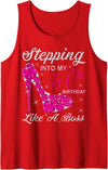 Awesome Age Perfect Gift Gift Girls,Queens,Stepping Into My 57th Birthday Like A boss Tank Top - Red