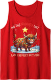 Highland Cows Funny Meme Shirt On Naughty List Regret Nothing Christmas Highland Cow Tank Top - Red