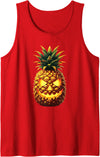 Summer Halloween Happy Summerween Spooky Summer Pineapple Jack-O-Lantern Happy Summerween Tank Top - Red