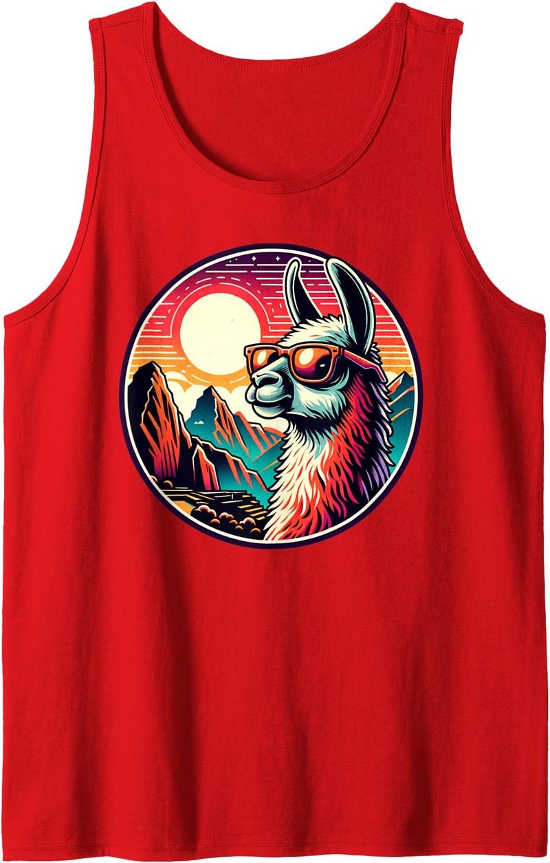 Peruvian Trip And Llama Peru Vacation Alpaca At Machu Picchu in Peru Tank Top - Red