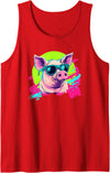 Funny Pink Piggy Farm Animal Gift Shirts & Hoodies Retro Vintage Cute Show Pig Lover Tank Top - Red
