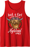 Scottish Highland Cow Lovers Scottish Highland Cow Just a Girl Who Loves Highland Cows Tank Top - Red