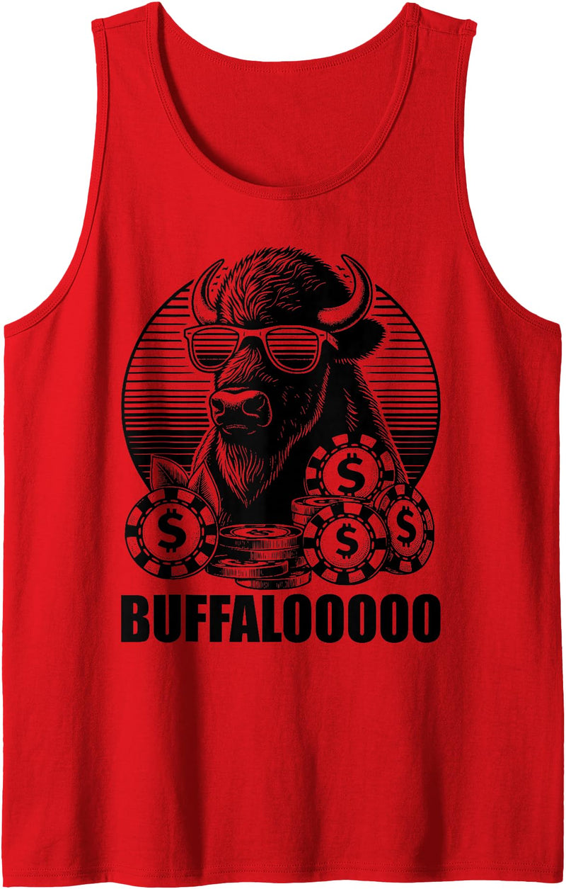 Gambling Gift Casino Gambler Stuff & Accessories Lucky Buffalo Casino Slot Machine BUFFALOOOOO Gambling Tank Top - Red